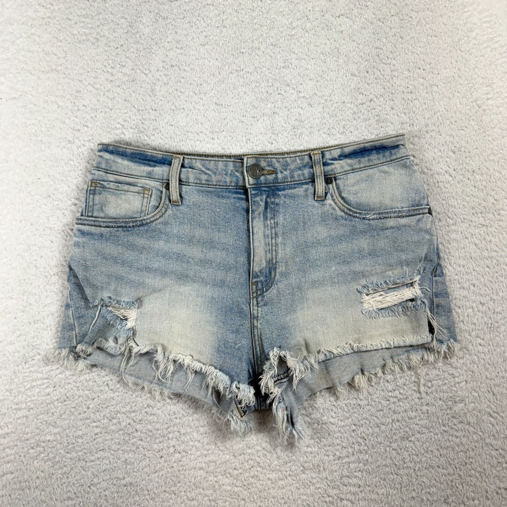 Kut from the Kloth Jane High Rise Short Blue Denim Distressed Size 6 (31x2)